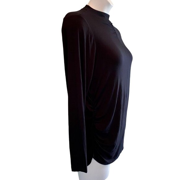 Skinnygirl Marisol Black Long Sleeve Stretch Jersey Knit Shirred Top Size 1X NEW - Picture 3 of 11